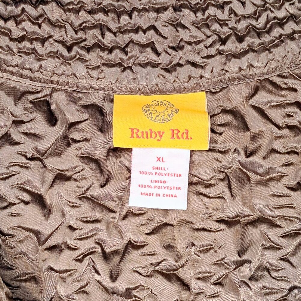 Ruby Rd. Brown Floral Jacket Polyester Full Zip W… - image 6